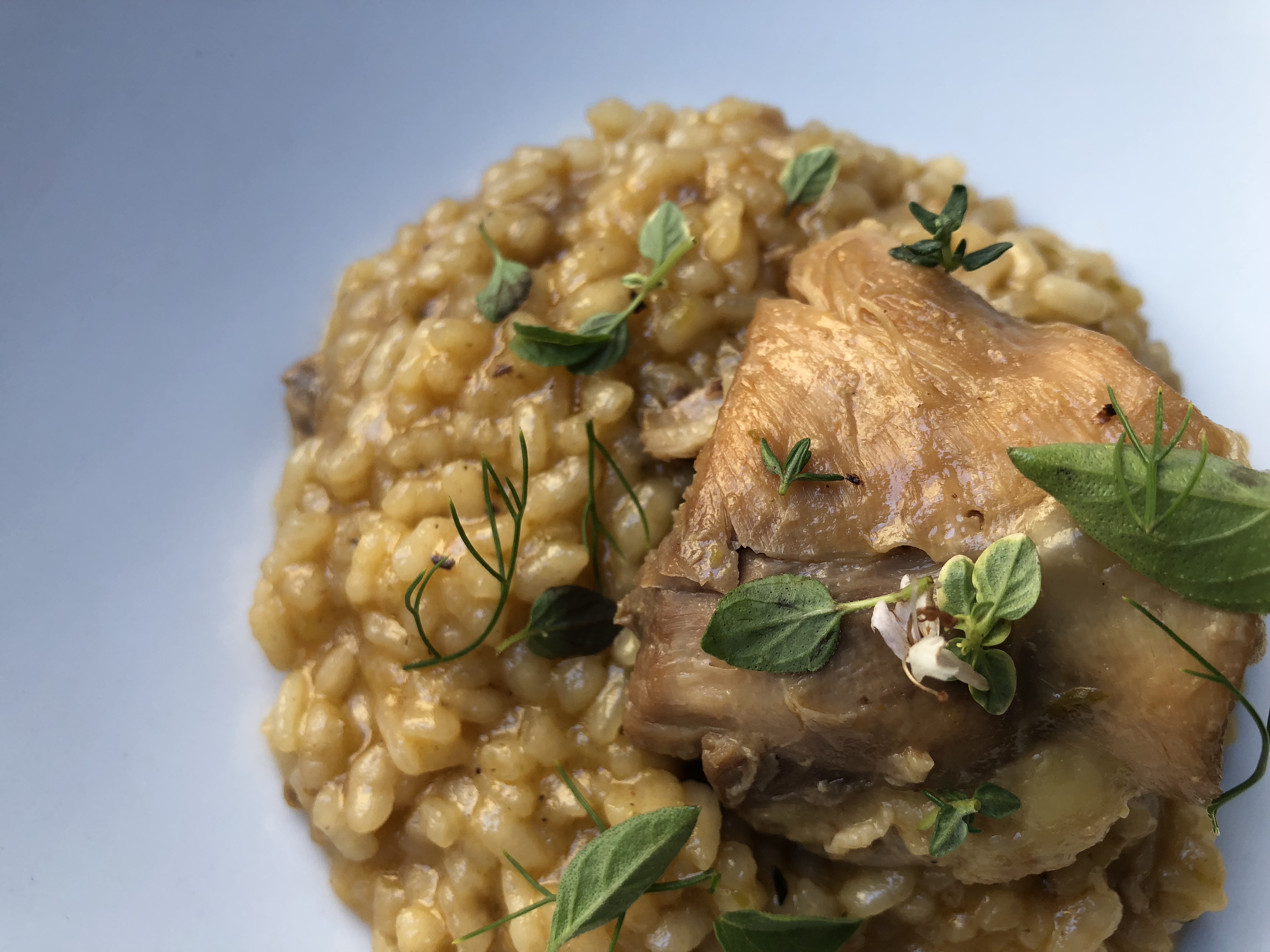 Risotto de pollo de corral 